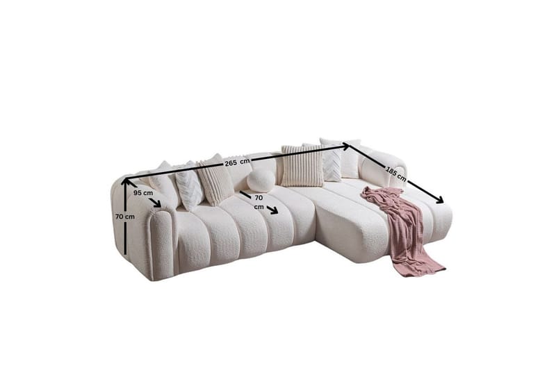 Varrel Soffa med Divan 3-sits - Vit - Möbler - Soffa - Divansoffor & schäslongsoffa
