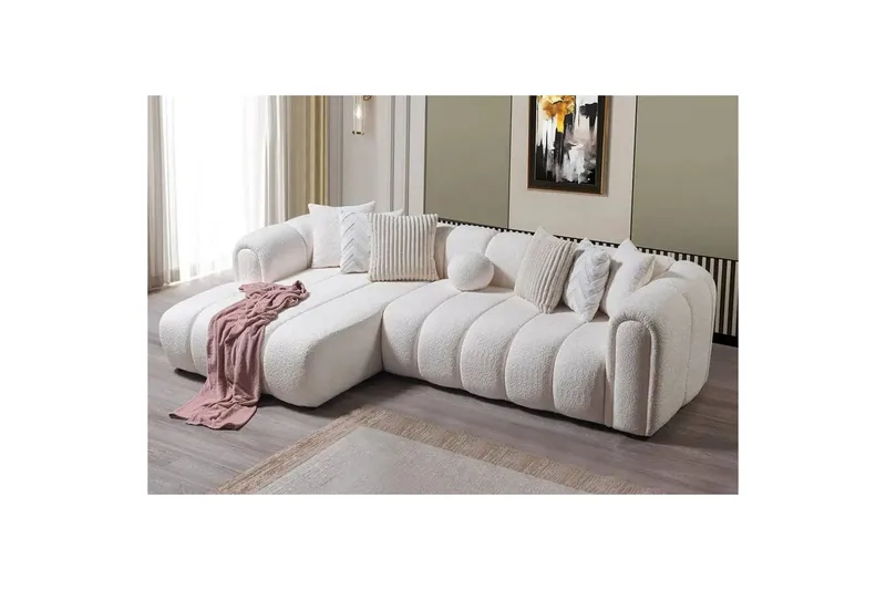 Varrel Soffa med Divan 3-sits - Vit - Möbler - Soffa - Divansoffor & schäslongsoffa
