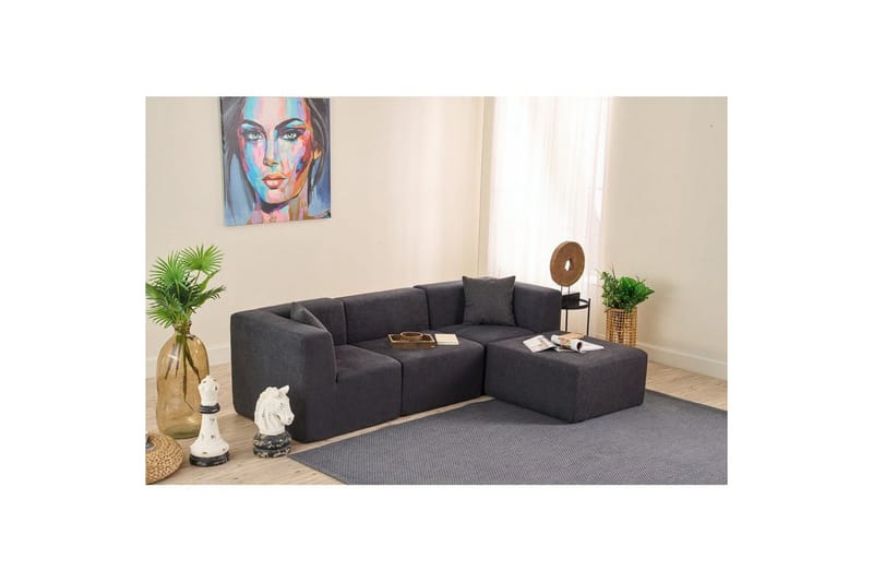 Veyno Soffa med Divan 3-sits - Antracit - Möbler - Soffa - Divansoffor & schäslongsoffa