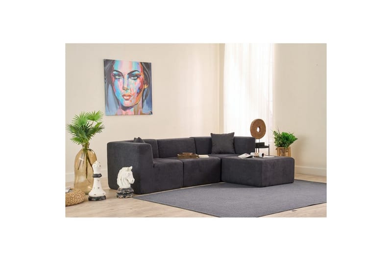 Veyno Soffa med Divan 3-sits - Antracit - Möbler - Soffa - Divansoffor & schäslongsoffa
