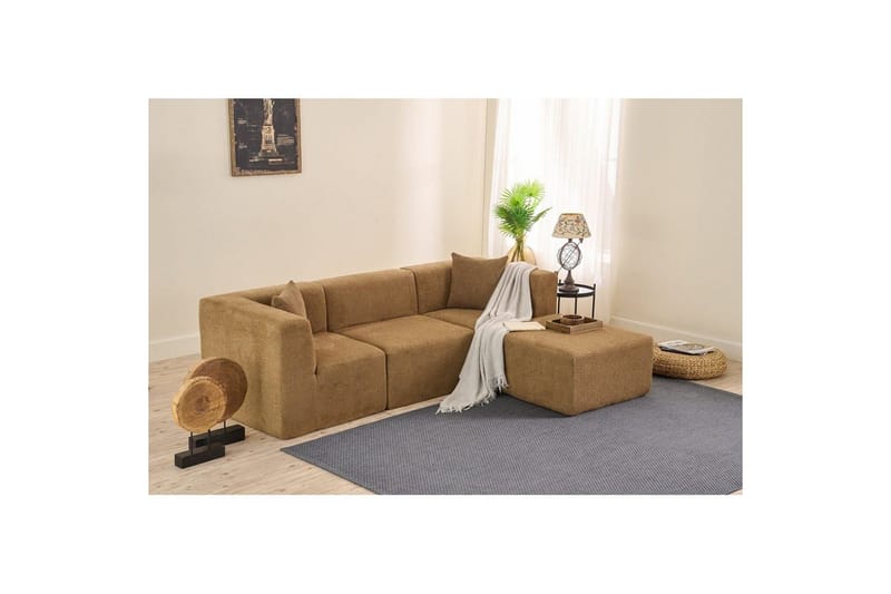 Veyno Soffa med Divan 3-sits - Brun - Möbler - Soffa - Divansoffor & schäslongsoffa