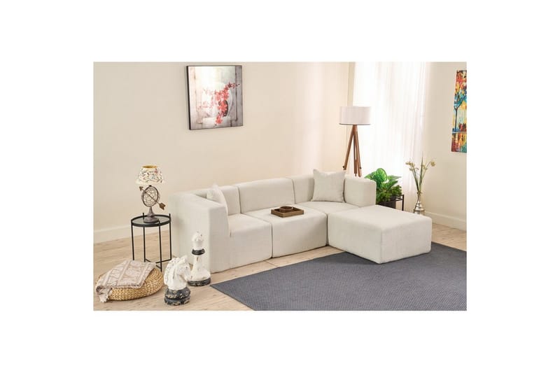 Veyno Soffa med Divan 3-sits - Cream - Möbler - Soffa - Divansoffor & schäslongsoffa