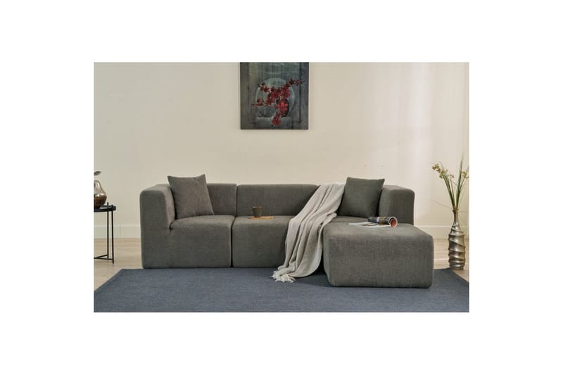 Veyno Soffa med Divan 3-sits - Grå - Möbler - Soffa - Divansoffor & schäslongsoffa