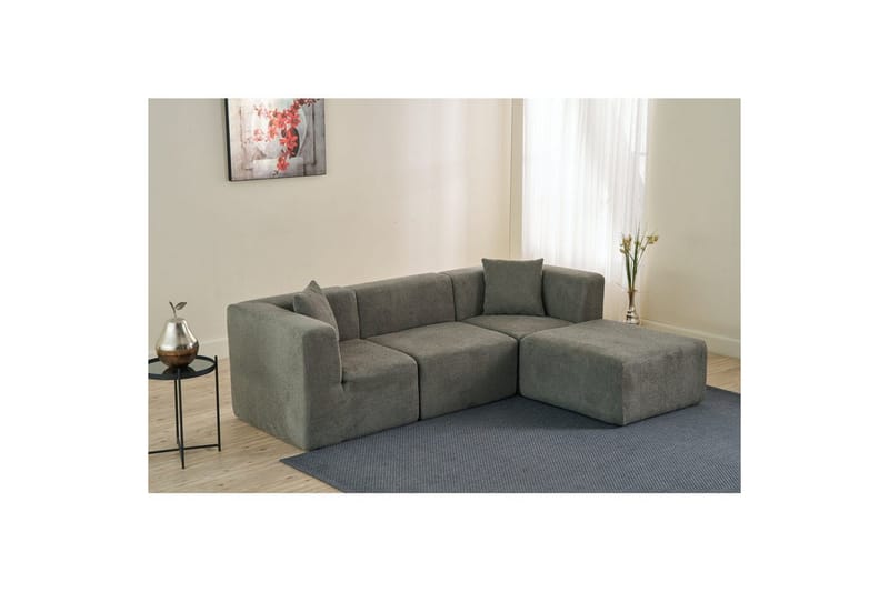 Veyno Soffa med Divan 3-sits - Grå - Möbler - Soffa - Divansoffor & schäslongsoffa