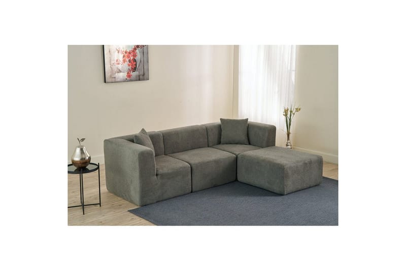 Veyno Soffa med Divan 3-sits - Grå - Möbler - Soffa - Divansoffor & schäslongsoffa