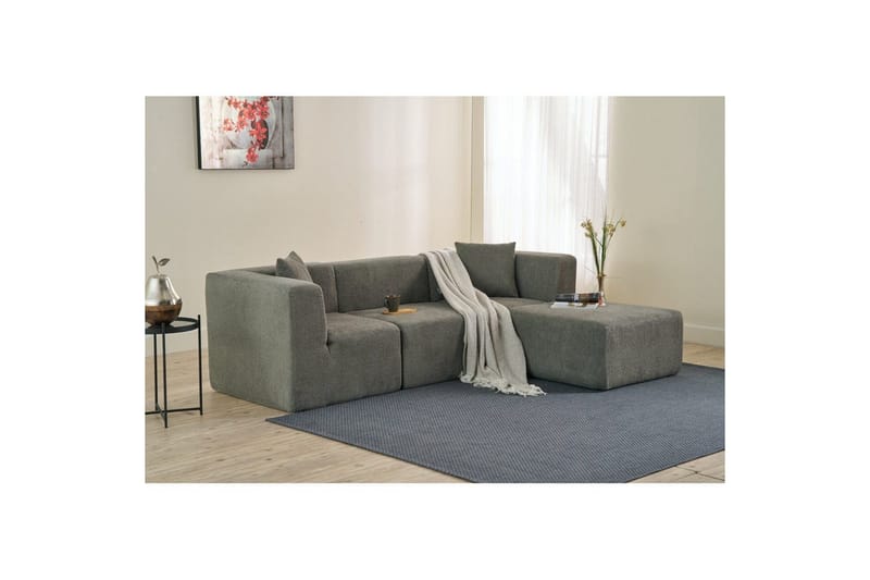 Veyno Soffa med Divan 3-sits - Grå - Möbler - Soffa - Divansoffor & schäslongsoffa