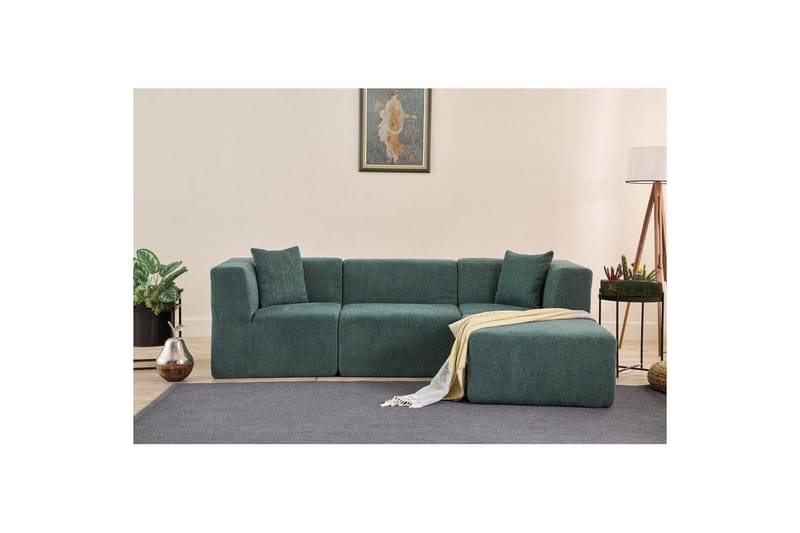 Veyno Soffa med Divan 3-sits - Grön - Möbler - Soffa - Divansoffor & schäslongsoffa