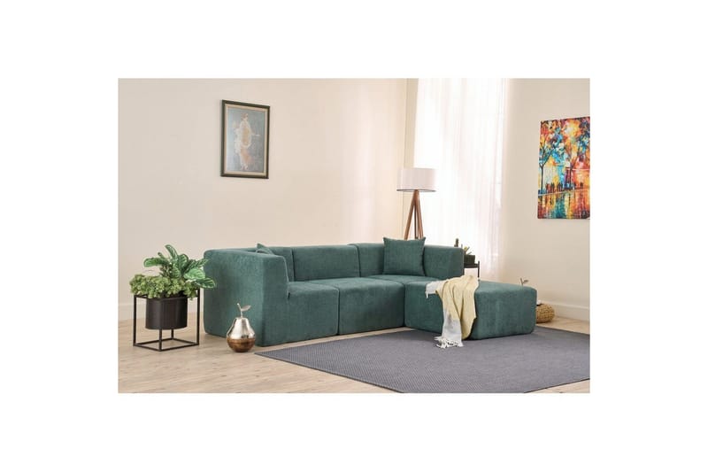 Veyno Soffa med Divan 3-sits - Grön - Möbler - Soffa - Divansoffor & schäslongsoffa
