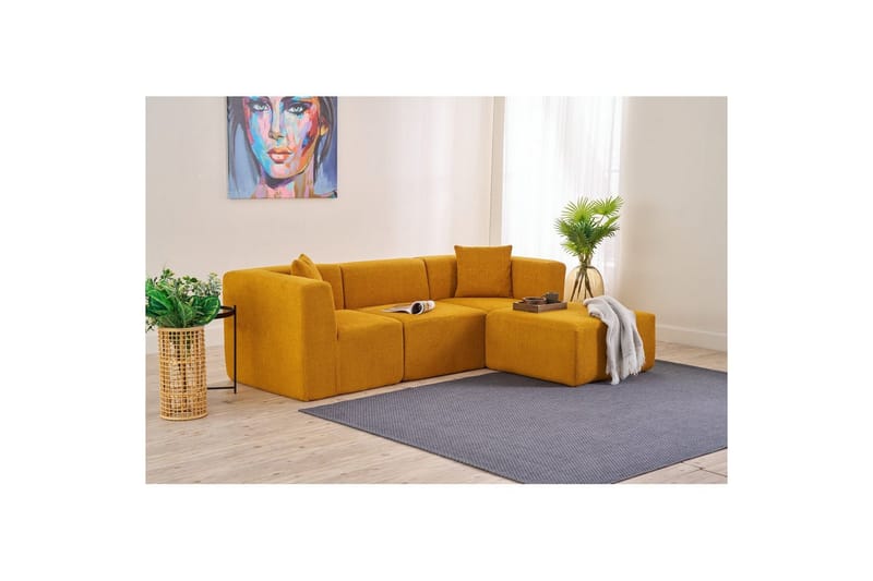 Veyno Soffa med Divan 3-sits - Orange - Möbler - Soffa - Divansoffor & schäslongsoffa