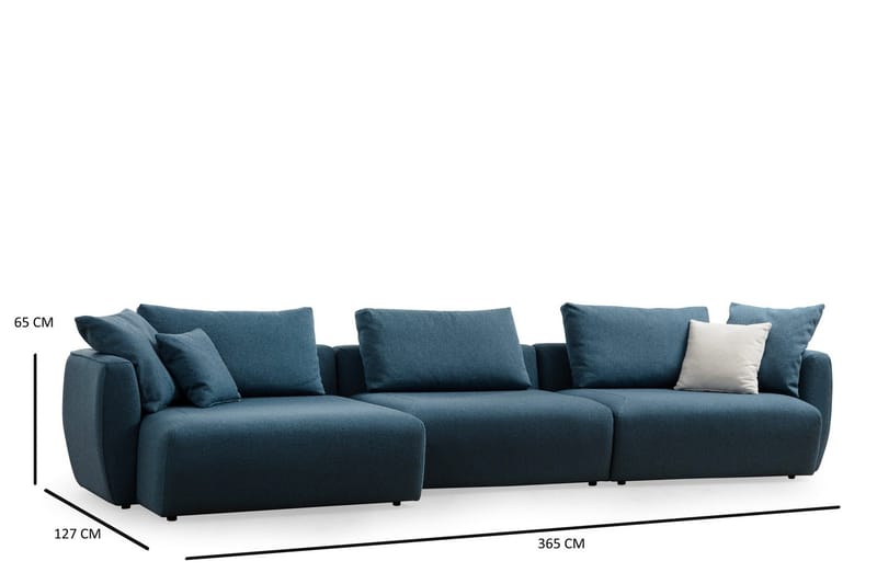Viimse 3-sits Vänstervänd Divansoffa med Schäslong 365 cm i Tyg - Blå - Möbler - Soffa - Divansoffor & schäslongsoffa
