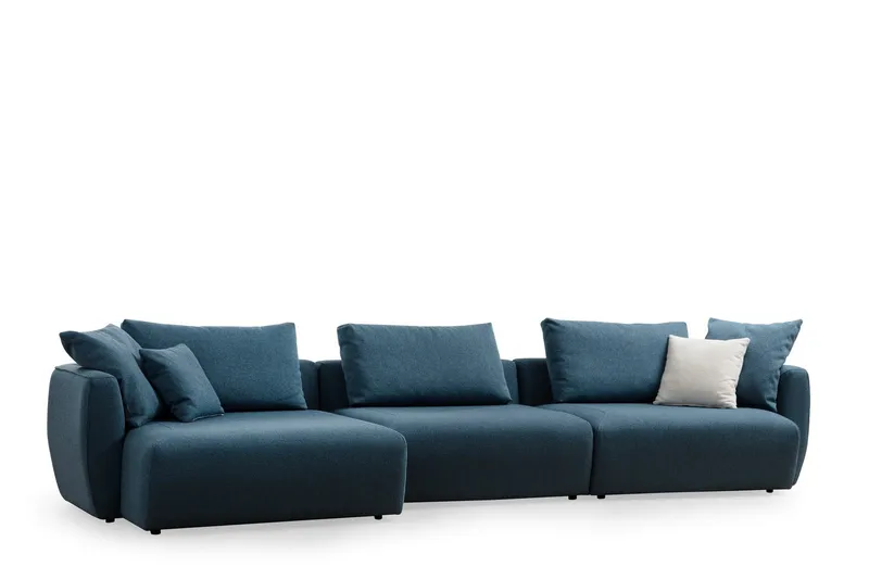 Viimse 3-sits Vänstervänd Divansoffa med Schäslong 365 cm i Tyg, Blå
