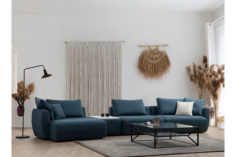 Viimse 3-sits Vänstervänd Divansoffa med Schäslong 425 cm i Tyg, Blå