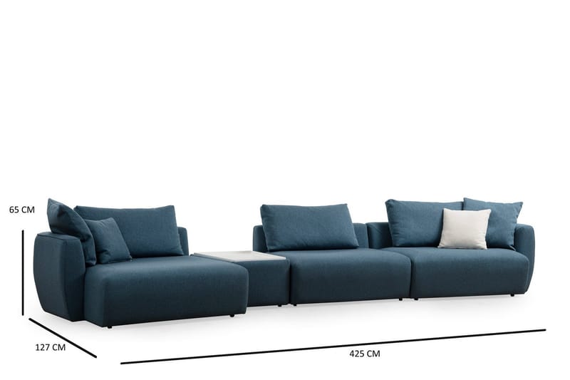 Viimse 3-sits Vänstervänd Divansoffa med Schäslong 425 cm i Tyg - Blå - Möbler - Soffa - Divansoffor & schäslongsoffa