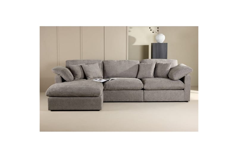 VIND Amalfi Vänstervänd L-formad Hörnsoffa med Divan 297 cm i Chenille - Mörkgrå - Möbler - Soffa - Divansoffor & schäslongsoffa