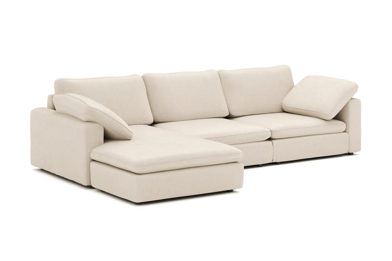 Visby 4-sits L-formad Djup Vändbar Soffa med Divan i Tyg - Beige - Möbler - Soffa - Divansoffor & schäslongsoffa