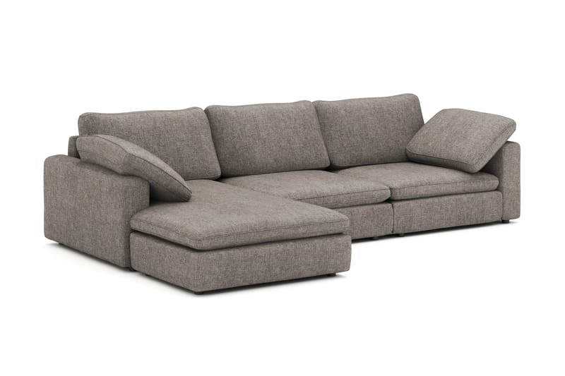 Visby 4-sits L-formad Djup Vändbar Soffa med Divan i Tyg - Grå - Möbler - Soffa - Divansoffor & schäslongsoffa