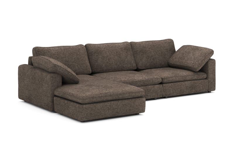 Visby 4-sits L-formad Djup Vändbar Soffa med Divan i Tyg - Mörkbrun - Möbler - Soffa - Divansoffor & schäslongsoffa