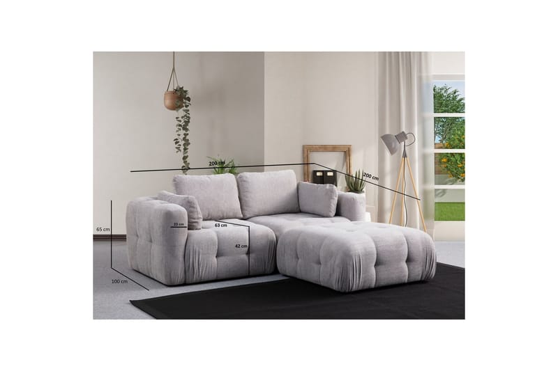 Yvara Soffa med Divan 2-sits - Ljusgrå - Möbler - Soffa - Divansoffor & schäslongsoffa