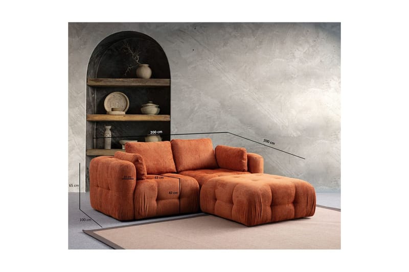 Yvara Soffa med Divan 2-sits - Orange - Möbler - Soffa - Modulsoffor - Komplett modulsoffa