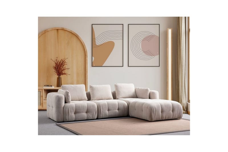 Yvara Soffa med Divan 4-sits - Beige - Möbler - Soffa - Modulsoffor - Komplett modulsoffa
