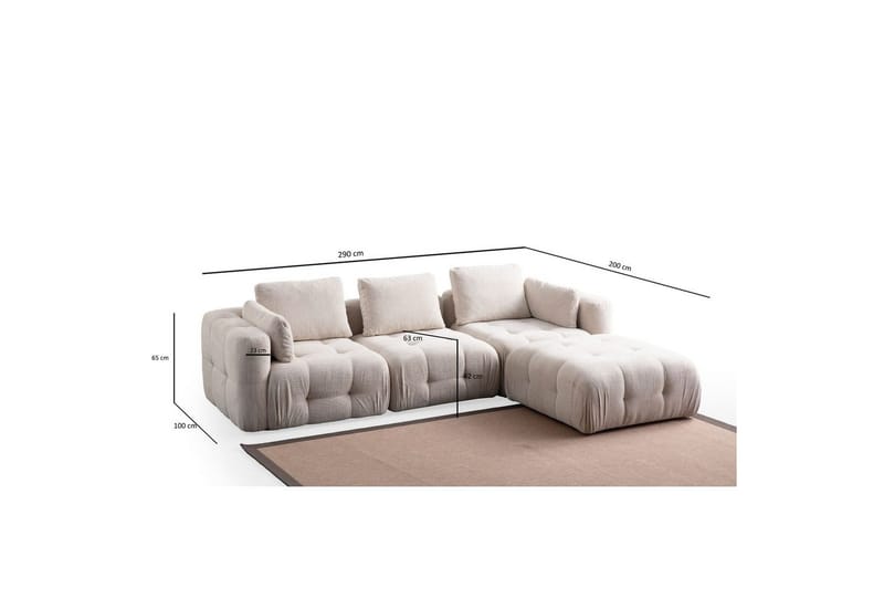 Yvara Soffa med Divan 4-sits - Beige - Möbler - Soffa - Modulsoffor - Komplett modulsoffa