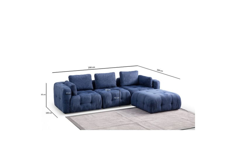 Yvara Soffa med Divan 4-sits - Blå - Möbler - Soffa - Modulsoffor - Komplett modulsoffa