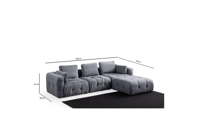 Yvara Soffa med Divan 4-sits - Grå - Möbler - Soffa - Modulsoffor - Komplett modulsoffa