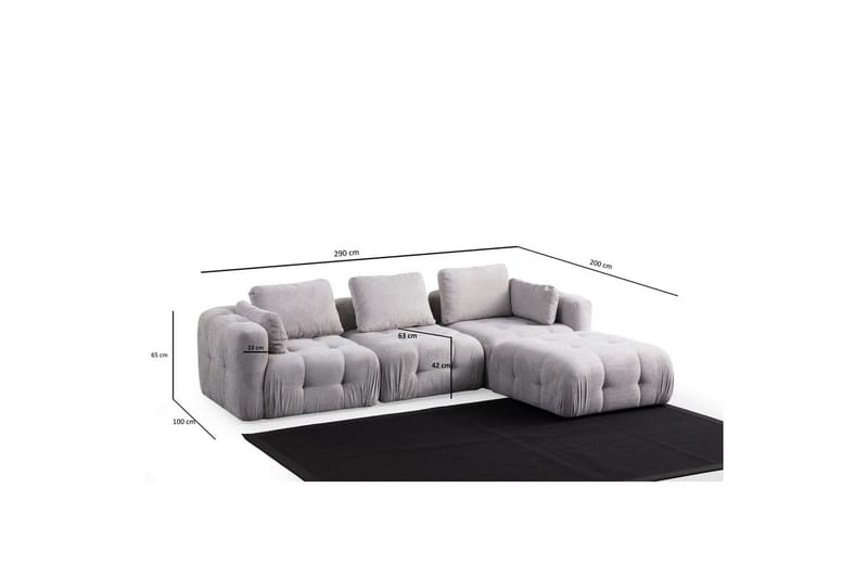 Yvara Soffa med Divan 4-sits - Ljusgrå - Möbler - Soffa - Divansoffor & schäslongsoffa