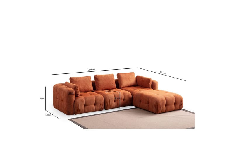 Yvara Soffa med Divan 4-sits - Orange - Möbler - Soffa - Divansoffor & schäslongsoffa