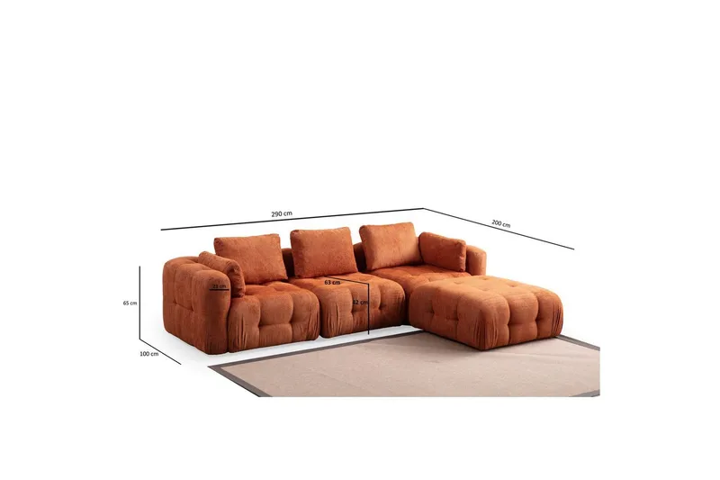 Yvara Soffa med Divan 4-sits - Orange - Möbler - Soffa - Modulsoffor - Komplett modulsoffa