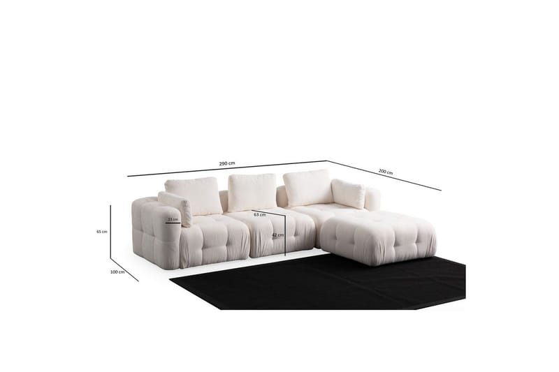 Yvara Soffa med Divan 4-sits - Vit - Möbler - Soffa - Modulsoffor - Komplett modulsoffa