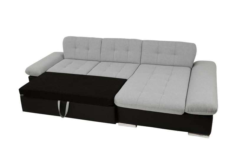 Djerra Bäddsoffa med Schäslong 3-sits i Konstläder - Svart/Grå - Möbler - Soffa - Bäddsoffa