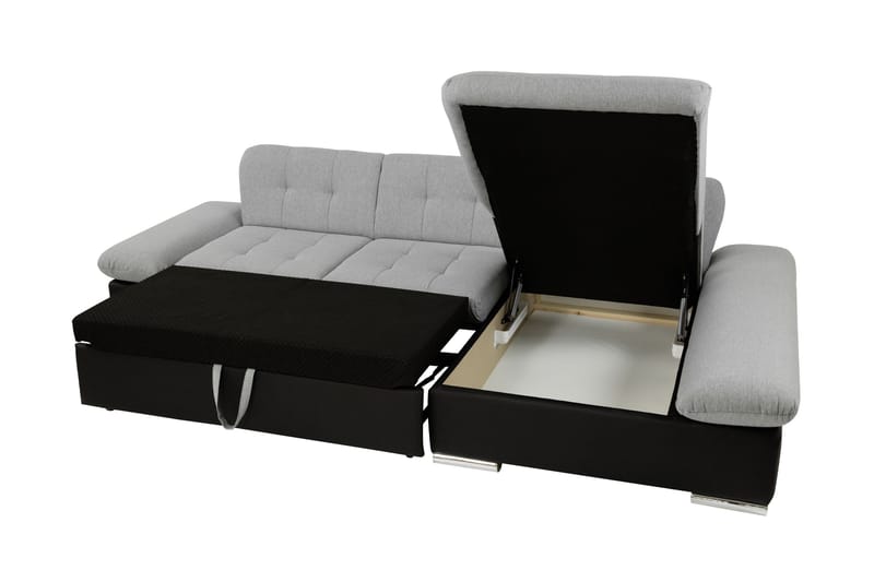 Djerra Bäddsoffa med Schäslong 3-sits i Konstläder - Svart/Grå - Möbler - Soffa - Bäddsoffa