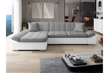 Djerra Bäddsoffa med Schäslong 3-sits i Konstläder - Vit/Grå - Möbler - Soffa - Bäddsoffa