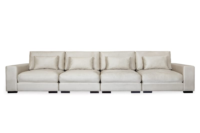 Dubai 4-sits soffa sammet - Vit - Sammetssoffa - 4 sits soffa