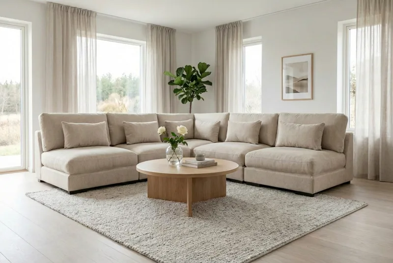 Dubai Hörnsoffa Extra Djup i Chenille - Beige - Möbler - Soffa - Hörnsoffa