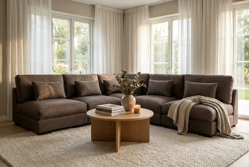 Dubai Hörnsoffa Extra Djup i Chenille - Mörkbrun - Möbler - Soffa - Hörnsoffa