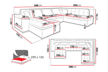Dynir Soffa med Divan och Schäslong 4-sits - Blå/Beige - Möbler - Soffa - U-soffa