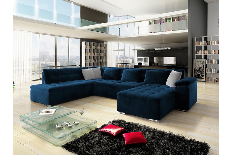 Dynir Soffa med Divan och Schäslong 4-sits - Blå/Beige - Möbler - Soffa - U-soffa