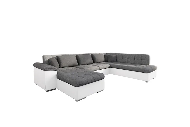 Dynir Soffa med Divan och Schäslong 4-sits - Vit/Grå - Möbler - Soffa - Skinnsoffor