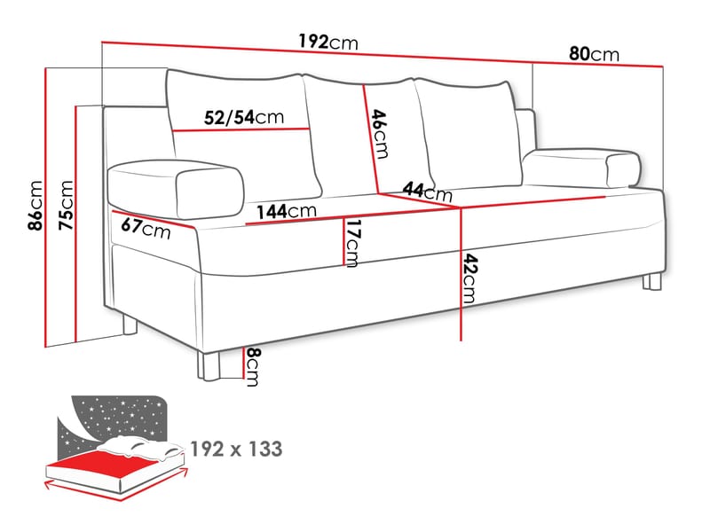 Eifion 3-sits Bäddsoffa med förvaring - Möbler - Soffa - Bäddsoffa