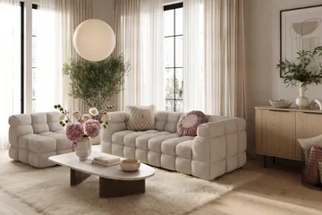 Elise 3-sits Bubblig Soffa - Beige - Möbler - Soffa - 3 sits soffa