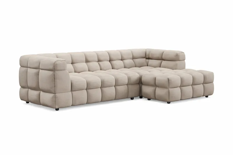 Elise 4-sits Bubblig Soffa med Divan Höger - Beige - Möbler - Soffa - Divansoffor & schäslongsoffa