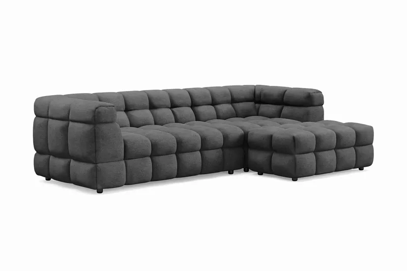 Elise 4-sits Bubblig Soffa med Divan Höger - Mörkgrå - Möbler - Soffa - Divansoffor & schäslongsoffa