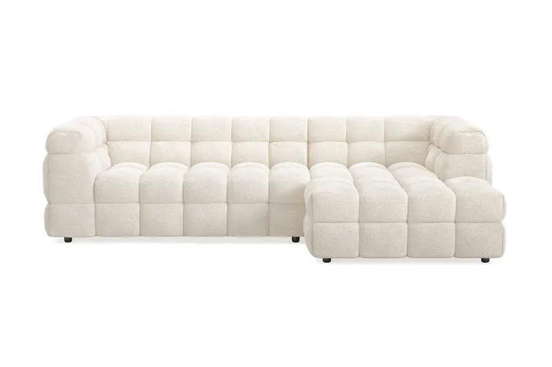 Elise 4-sits Högervänd L-formad Bubblig Divansoffa 274 cm i Bouclé, Gräddvit