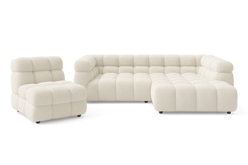 Elise Bubblig Soffgrupp 3-sits Divansoffa Höger + Fåtölj - Beige - Möbler - Soffa - Soffgrupp