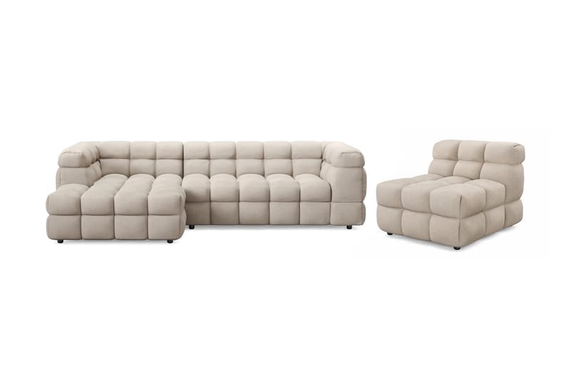 Elise Bubblig Soffgrupp 3-sits Divansoffa Vänster + Fåtölj - Beige - Möbler - Soffa - Soffgrupp
