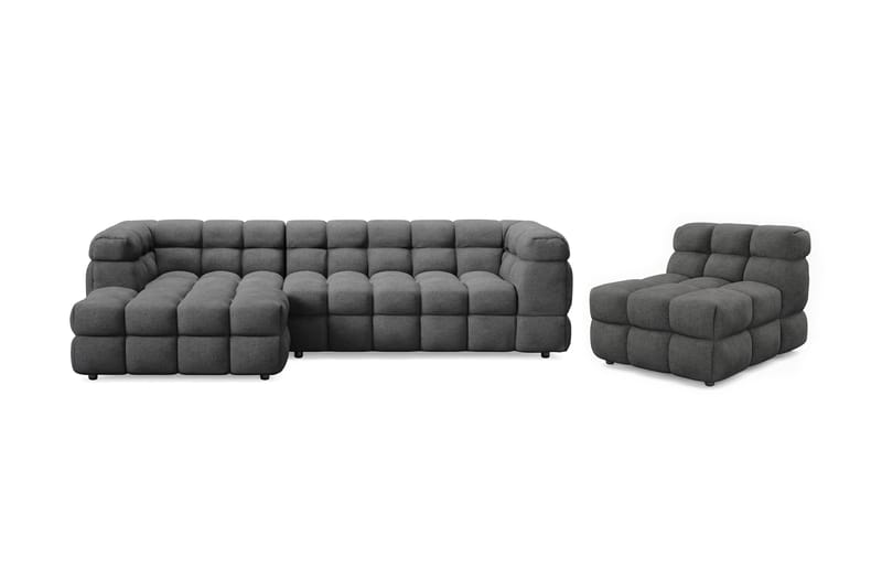 Elise Bubblig Soffgrupp 3-sits Divansoffa Vänster + Fåtölj - Mörkgrå - Möbler - Soffa - Soffgrupp