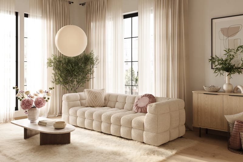 Elise Bubblig Soffgrupp 4-sits Soffa + Fåtölj - Beige - Möbler - Soffa - Soffgrupp