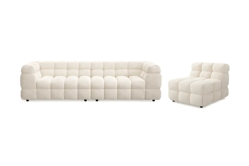 Elise Bubblig Soffgrupp 4-sits Soffa + Fåtölj, Beige